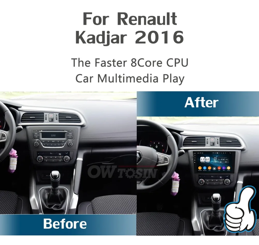 Cheap 9" IPS Octa Core 4G+64G Android 9.0 Car Multimedia Player For Renault Kadjar 2015-2019 GPS Radio Stereo DSP CarPlay Parrot BT 2