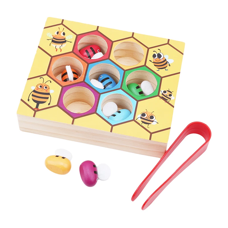 Творческий улей клип игры цветные познавательные развивающие игрушки клип маленькая пчела деревянные ранние Монтессори детские головоломки игры игрушка