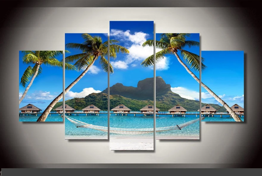 

Modern Indoor Decor Original B6 Tropical paradise beach summer print poster canvas 5 pieces