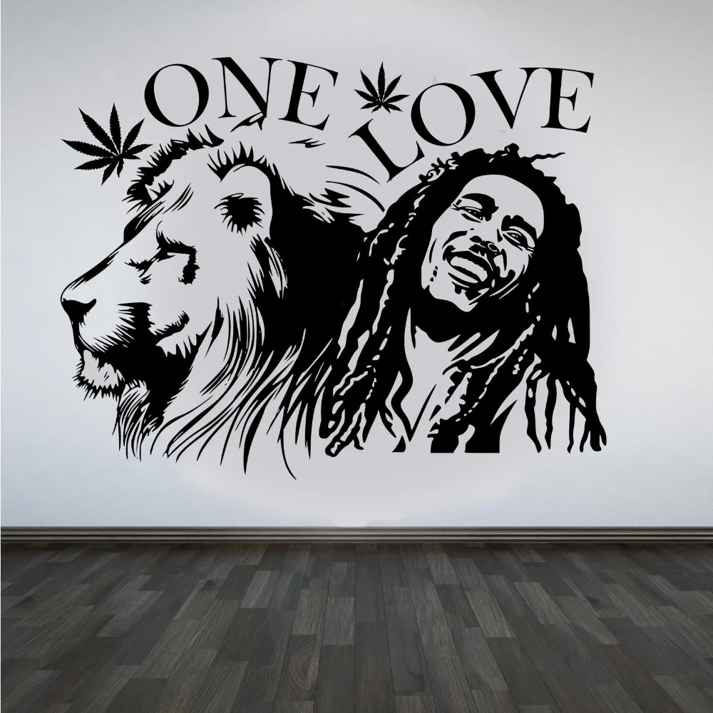 Dinding Stiker Bob Marley Singa Zion SATU CINTA Marijuana