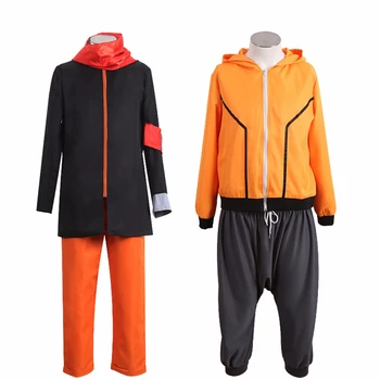 

Anime BORUTO NARUTO THE MOVIE Naruto Eighth Ninth Cosplay Costume Boruto's Father Full Set Black Cosplay Uniform Orange Hoodie