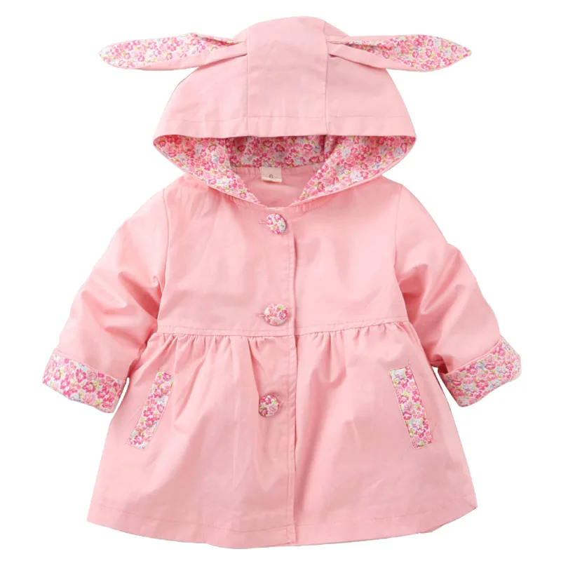 

Girls Windbreaker Coat Baby Girls 2019 Spring Autumn Floral Hooded Outwear Kids Clothes Children's Rabbit Coats Jacket Clothing