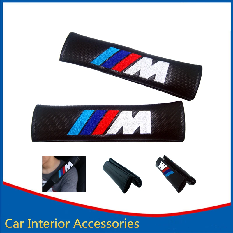 2X Styling Car Carbon Fiber Safety Seat Belt Cover ///M Shoulder Pad