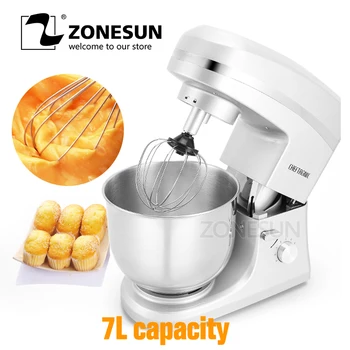 

ZONESUN 1000W 220V Professional Commercial Electric Flour Egg Blender 7L Milk-shake Beater Kitchen Stand Mixer Dough Mixer