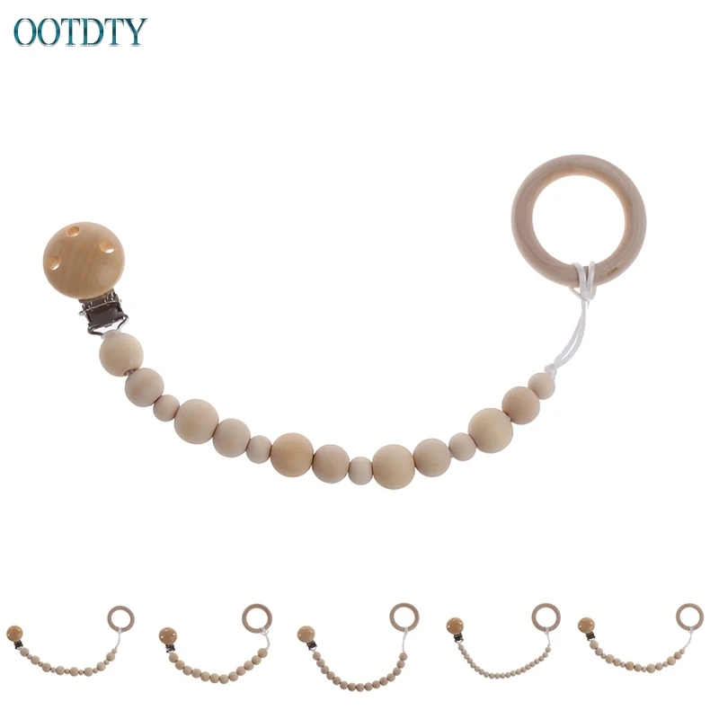 New Baby Natural Wooden Beaded Pacifier Holder Clip Nursing Teether Dummy Chain Gift #330 New Baby Natural Wooden Beaded Pacifier Holder Clip Nursing Teether Dummy Chain Gift #330