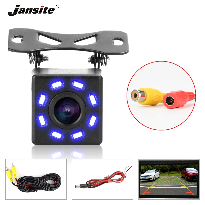 

Jansite 8 IR Lamps Reverse Camera HD CDD Rear View Camara Lens Jack With 6 Miters Cable For Car Dvr Mirror Recorders waterproof