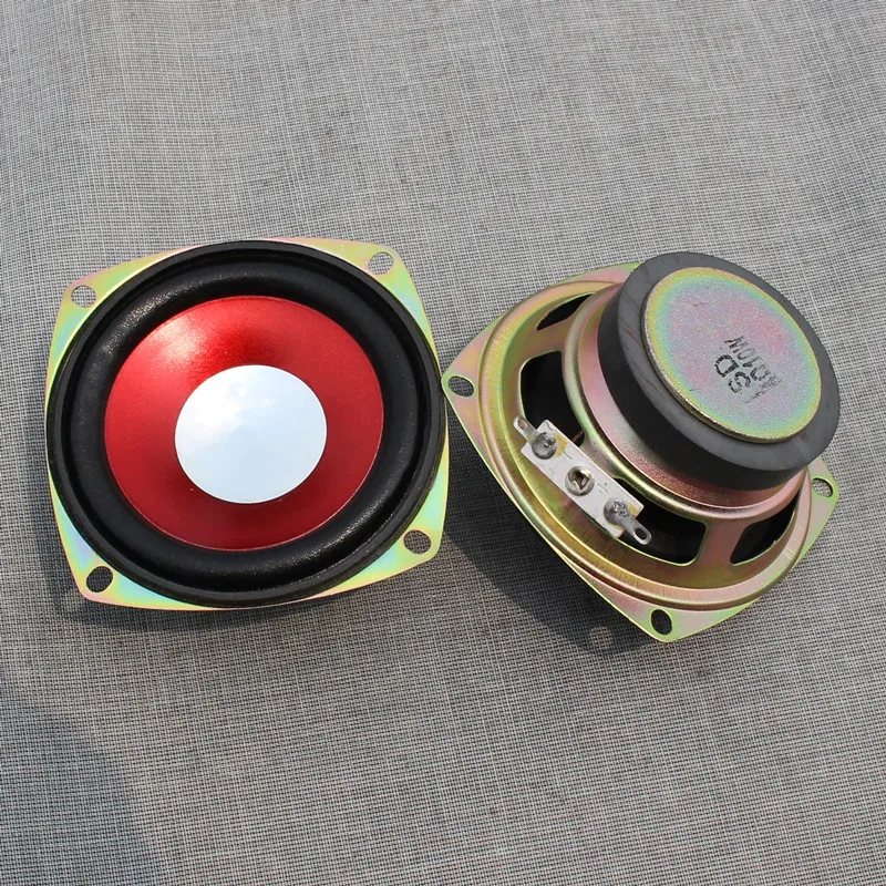 

2pcs 3-inch 4 ohm 10W Full-range speakers square red cloth edge multimedia mini louderspeaker stereo speakers