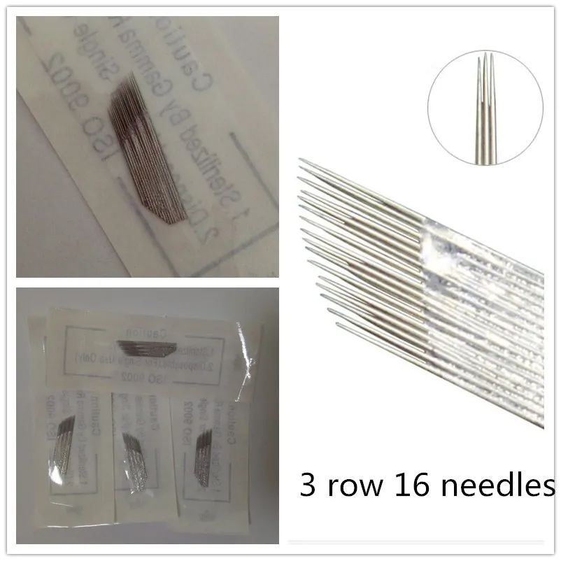 

50 pcs 3 row 16 needle Permanent Makeup Eyebrow Tatoo Blade Microblading Needles For Embroidery Manual Tattoo Pen Machine