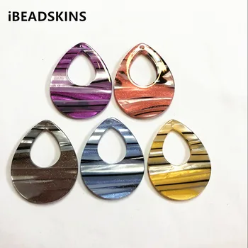 

New arrival! 37x29mm 100pcs/lot acrylic stripe d'ro'p-shape charms for earrings accessories earring/Jewelry DIY making