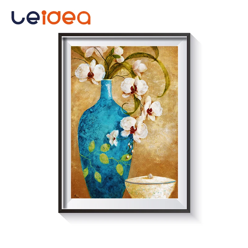 

Framed Flower DIY Painting By Numbers Blue Vase Acrylic Painting Modern Picture Home Decor For Living Room 40x50cm