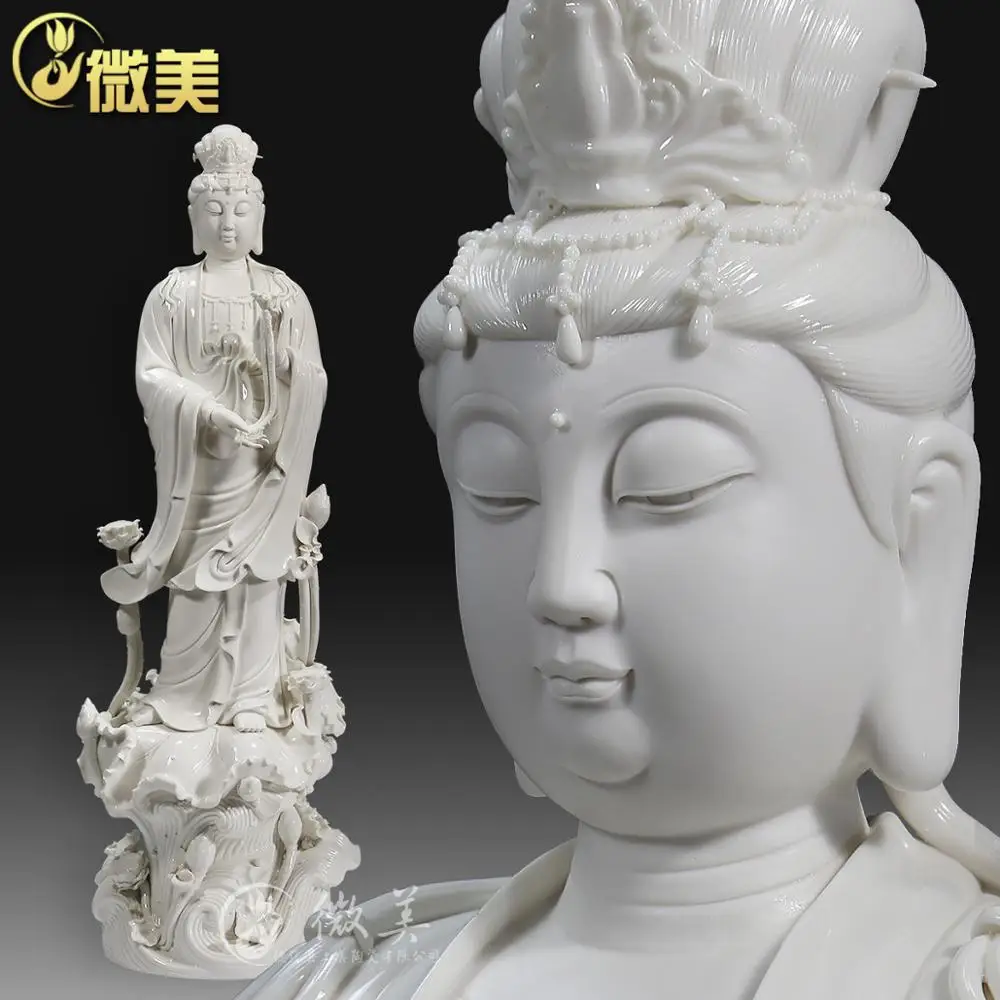 

Dehua ceramics 32 inch nine Sam west of the lotus mahasthamaprapta Buddha Buddhist ornaments