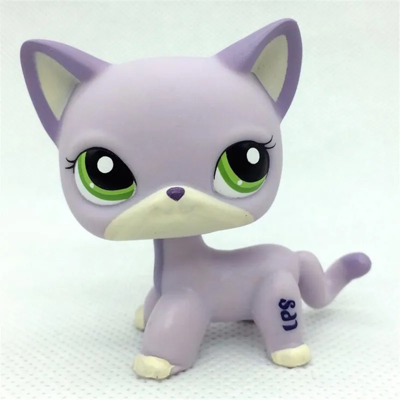 Pet Shop Lps Toys Standing Littlest Short Hair Cat #2291 White Pink Glitter kitty