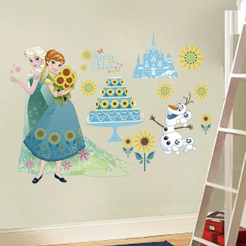 Disney sticker cartoon frozen DIY stickers flower Elsa Anna princess Children's bedroom decoration pegatinas autocollant enfant Disney sticker cartoon frozen DIY stickers flower Elsa Anna princess Children's bedroom decoration pegatinas autocollant enfant
