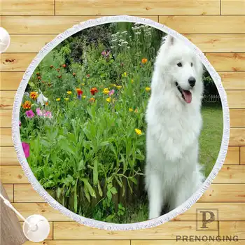 

Custom DIY Customized Microfiber Fabric samoyed (1)@ Round Beach Blanket Towel Printed on Demand 150cm #19-01-28-3-22