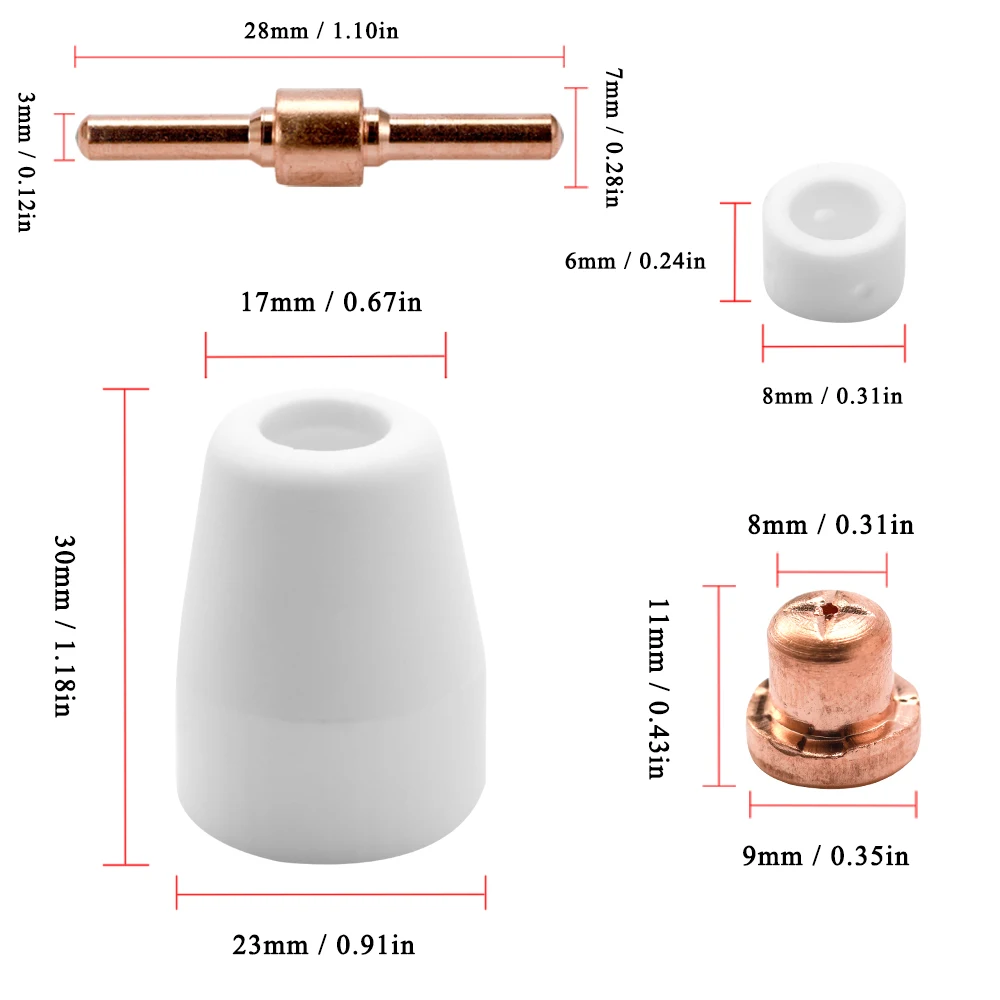 100 шт. медный плазменный резак набор насадок Расширенный длинный наконечник электрода для PT31 LG40 плазменный режущий инструмент Аксессуары