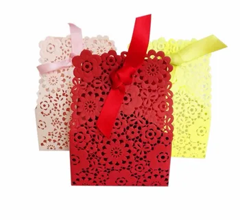 

100pcs Red/Yellow/Pink Laser Cut Sunflowers Candy Chocolate Box Boxes For Wedding Party Birthday Baby Shower Favors Gift