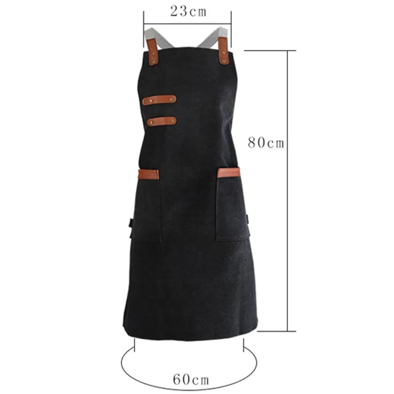 Black Khaki Canvas Apron D77-8