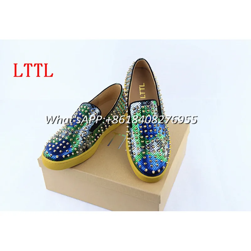 Men Shoes Loafers Rivet Men Shoes 2017 Fashion Mixed Color Men Shoes Slip On Shallow Rivet Shoes Colorful Men Leather Casual