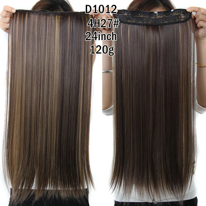 MSIWIGS Straight Long Hair Extension 5 Clips in Hair Extensions 24 Inch Synthetic Hair Blonde False Hair 613#