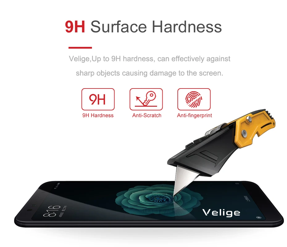 2 Pack Velige Screen Protector For Xiaomi Mi 6X Xiomi Mi6X Tempered Glass 9H Hardness Real 2.5D Protective Glass Film (10)