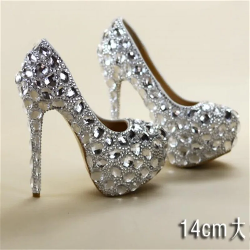 white bridal shoes with rhinestones