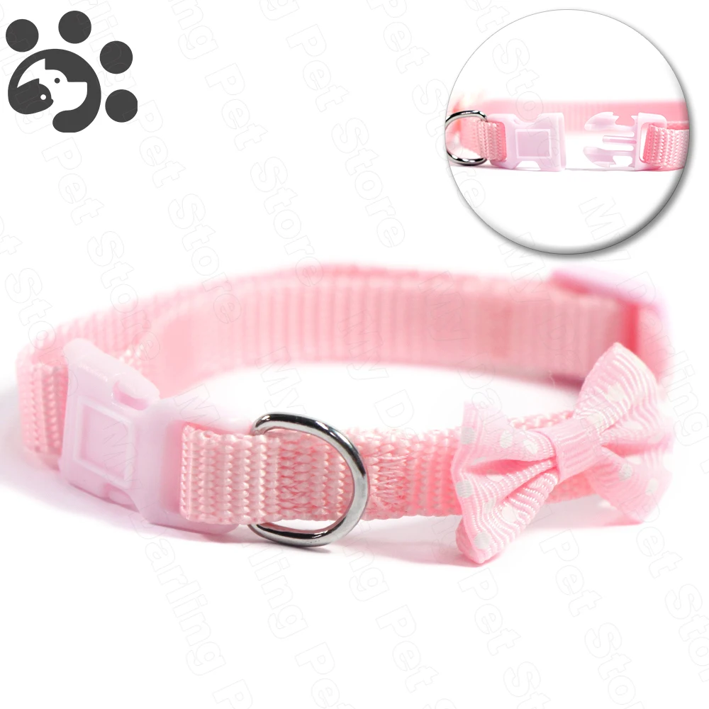 

Adjustable Pink Cat Collar Necklace for Puppy Small Dogs Leather Leash Nylon Collars for Cat Kitten Breakaway Small Pet MP0044