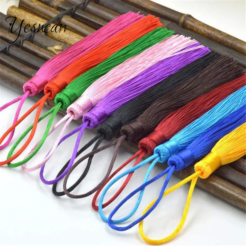 Yesucan 10PCS 12+5cm LongTassel Keychain Cellphone Straps Necklace Jewelry Charms DIY Accessories For Earrings Necklace Pendants