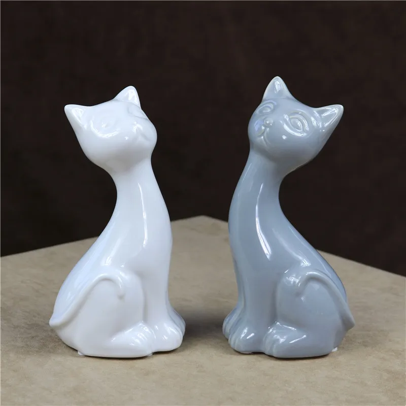 Абстрактный фарфоровый Кот пара статуя керамическая Kitty фигурка влюбленных