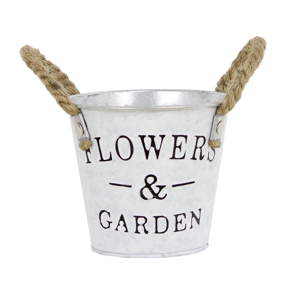 

1pc Bucket Durable Practical Decorative Iron Flower Pot Desktop Ornament Watering Can Flower Bucket For Garden Coffee Home