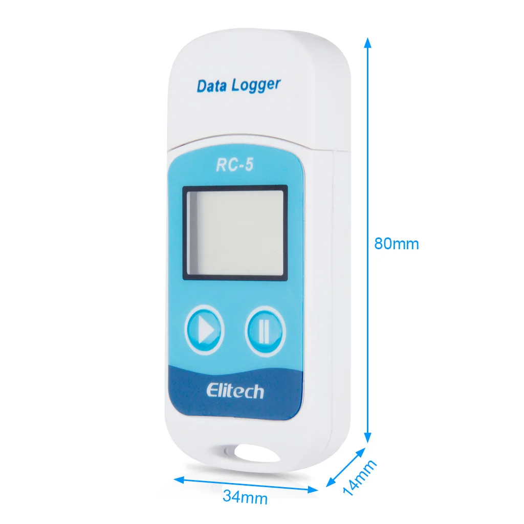 Синий цвет RC-5 USB Температура регистратор данных температура запись инструмент батарея питание через USB интерфейс Регистратор температуры