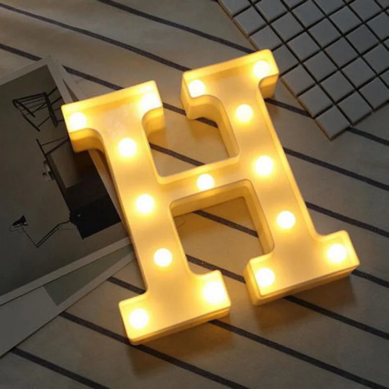 Led Marquee буква Алфавит символ огни знак Свадьба День Рождения Декор лампы - Цвет: H