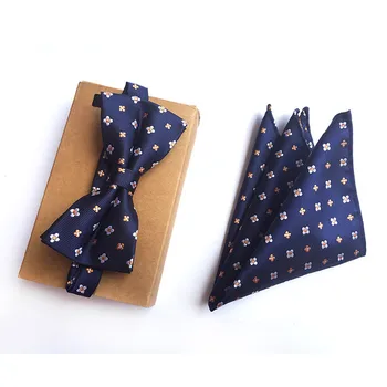 Bowtie Tie Set Mens Tie Pocket Square Handkerchief Fashion Silk Polyester Paisley Printed Tie Business Wedding Bowtie cartoon fish doodle print tie bowtie and handkerchief