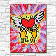 Grande Tamanho de Impressão Graffiti keith-haring-street-art-maneira II arte Da Parede Decoração Da Casa Sala de estar Cópia Da Lona moderna Pinturas