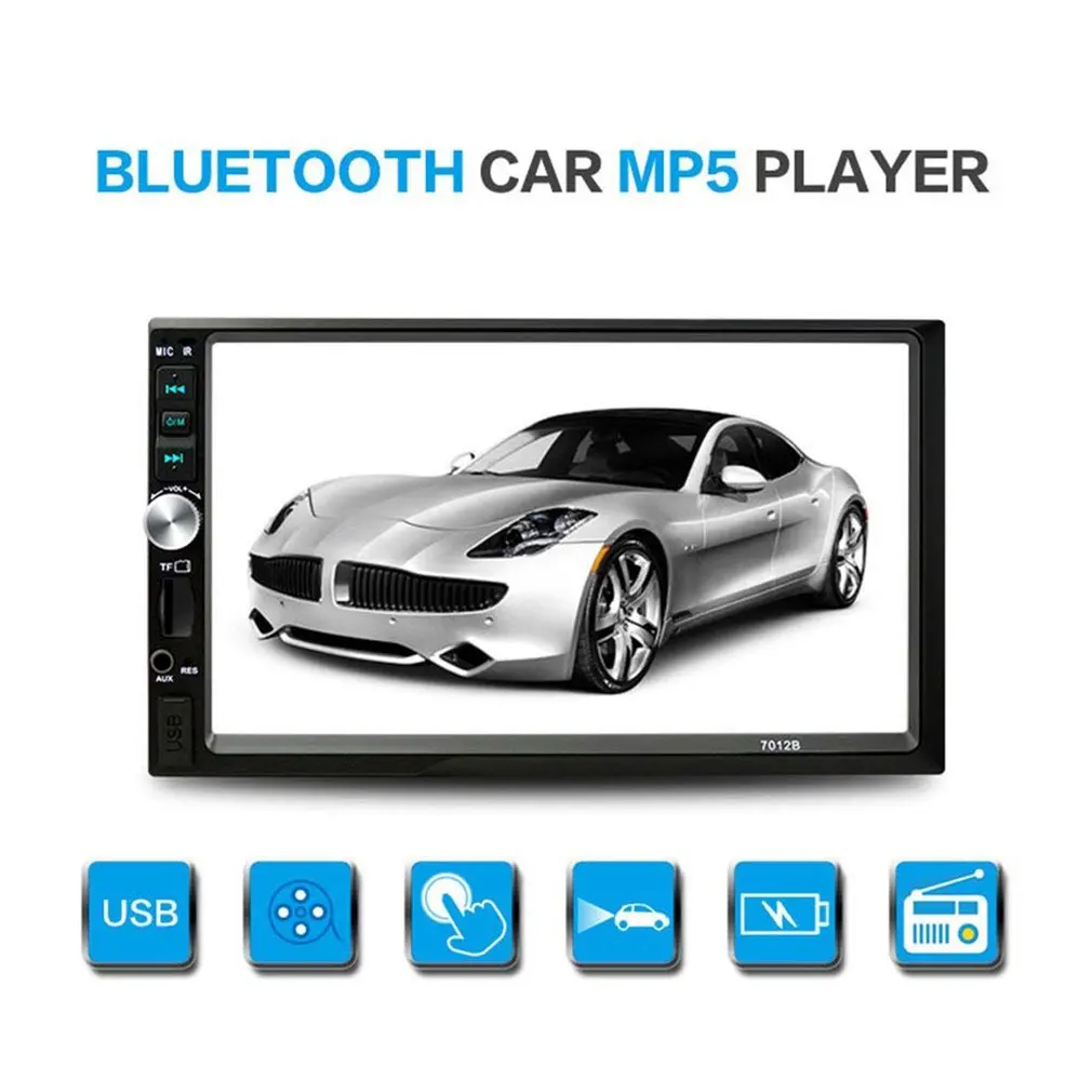 

7012B 7" Double Din Touch Screen Car Audio Stereo Receiver MP5 Player FM Radio Bluetooth MP3 Player Support TF