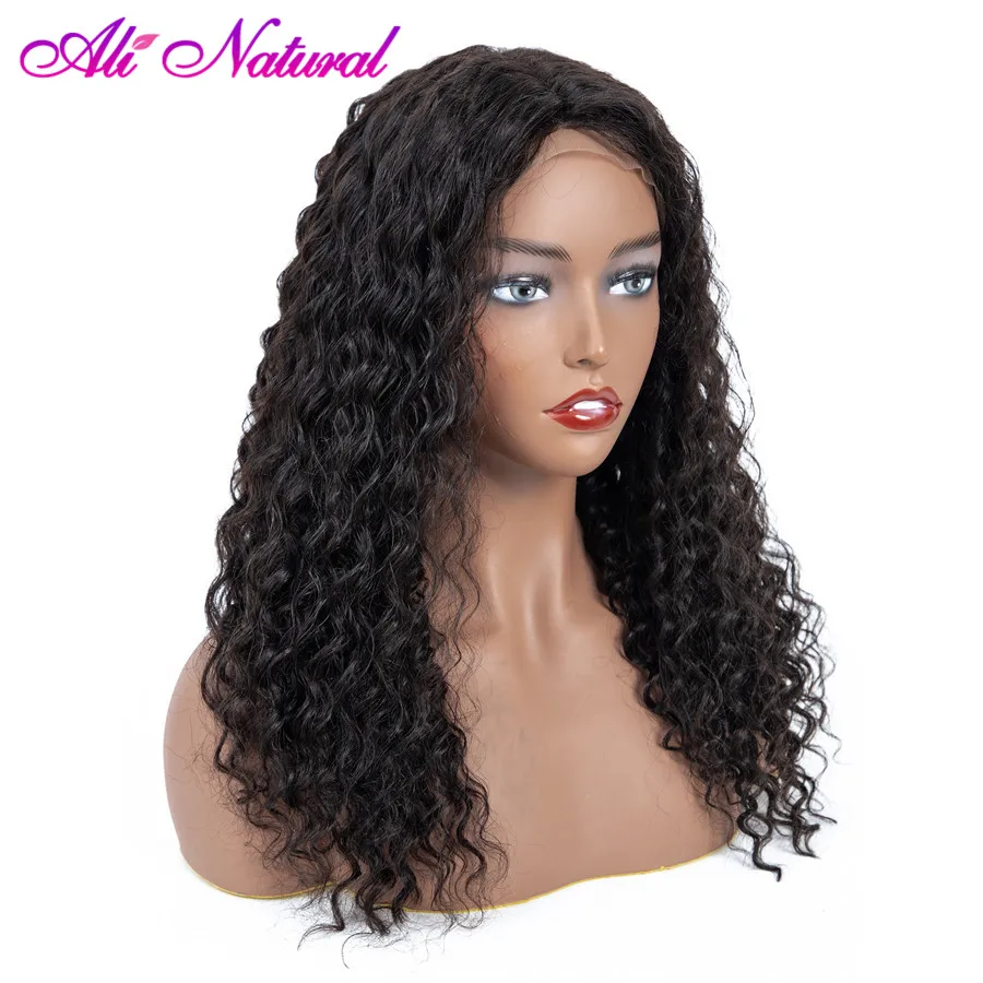 

Ali Natural Hair Peruvian Deep Wave 13x4 Lace Frontal Deep Wave Lace Front Human Hair Wigs 150% Density Remy Hair Wigs