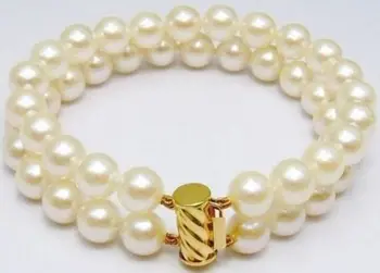 

Miss charm Jew.239 7.5-8 inch 10-11mm genuine south sea WHITE pearl bracelet 14k