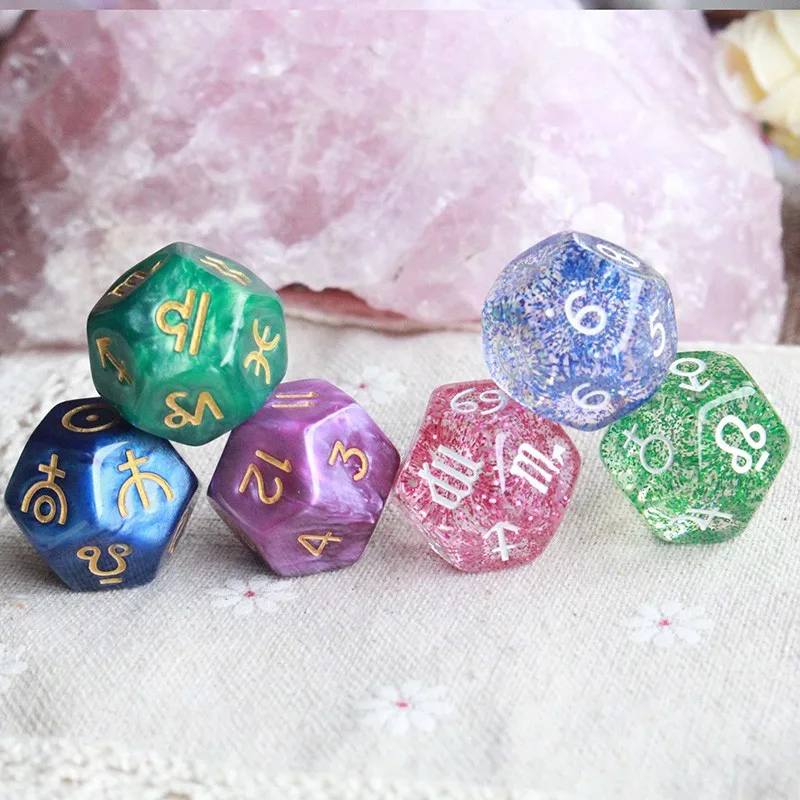 3 шт/партия, Divine Dice высокое качество акриловые кости 12 Сторон кубик Таро, 6 цветов 22*22 мм кости