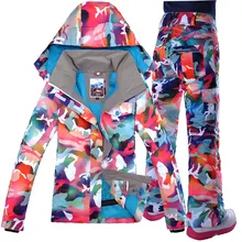 Gsou зимний женский лыжный костюм Сноуборд костюм термальная куртка Женский Лыжный Сноуборд костюм водонепроницаемый ветрозащитный Супер Теплый Женский Брюки
