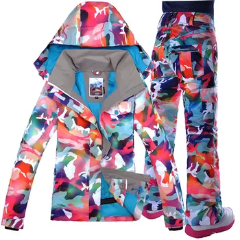 

Gsou Snow Women Ski Suit Snowboard Suit Thermal Jacket Women Skiing Snowboard Suit Waterproof Windproof Super Warm Female Pants