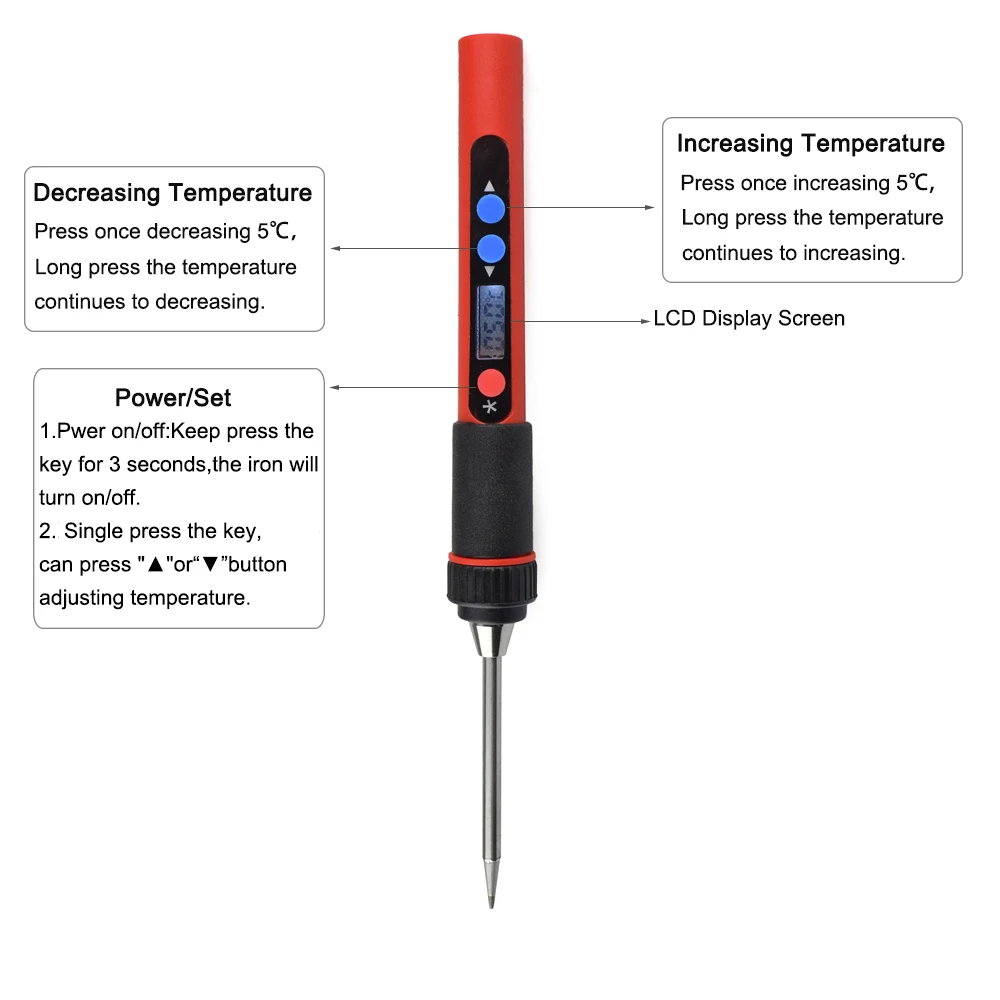 NEWACALOX USB 5 в 2 а 10 Вт Цифровой температурный Регулируемый паяльник Комплект портативная Бессвинцовая сварочная паяльная станция с переключателем набор инструментов