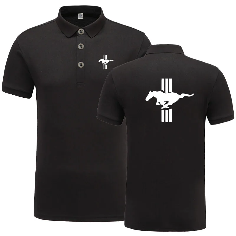 Новое поступление брендовой одежды мужская с логотипом «мустанг» Повседневная рубашка-Поло мужское поло рубашка с коротким рукавом Поло рубашка - Цвет: Черный