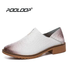 POOLOOP/классические женские белые оксфорды из натуральной кожи на плоской подошве; женская модная модельная обувь; повседневные сандалии ручной работы; Роскошная Брендовая обувь