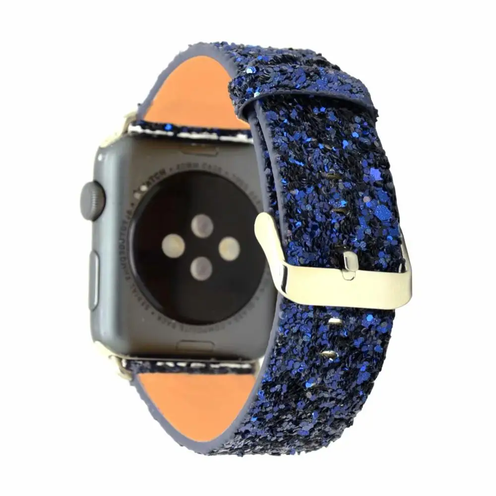 Для Apple Watch, версии Series4/3/2/1 сияющая кожа; ремешок с пряжкой, размеры 38 мм/42 мм/40 мм/44 мм Для женщин браслет - Цвет ремешка: Purple