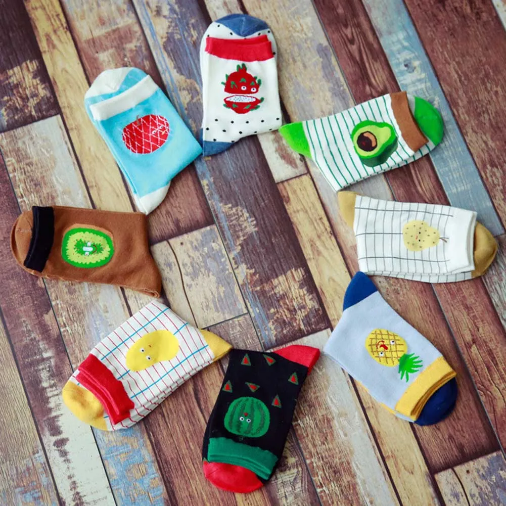 

Cotton Jacquard Fruit Socks Women Lovely Striped Avocado Food Socks Dot Point New Design Ukraine Kawaii Cute Spring Socks