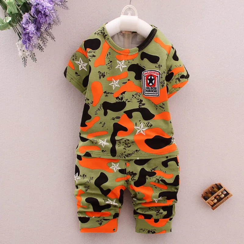 Newborn Clothes Baby Boy Clothes Set Stripe Camouflage T shirt+Pants