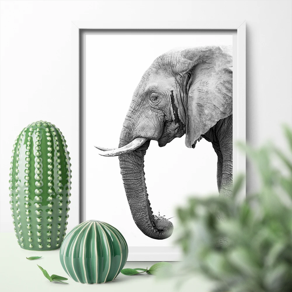 

Black And White Canvas Painting Unfamed Wall Art Elephant Posters Prints Nordic Lovely Animal Picture For Living Room Home Decor