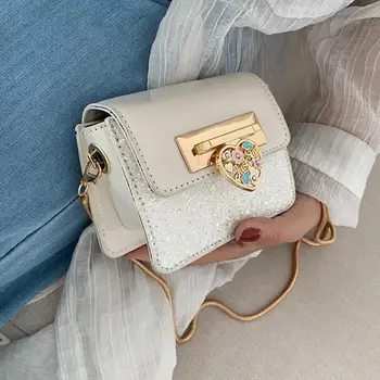 

Summer Mni flip Sequin Small square bag 2019 New Quality PU leather Women's Designer Handbag Lock Chain Shoulder Messenger Bag