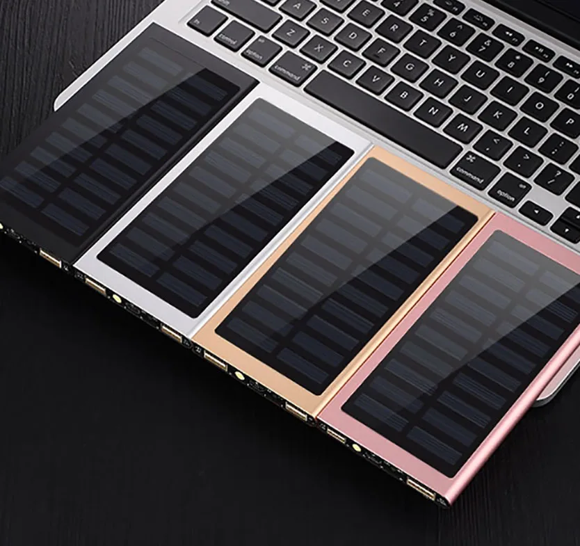 SOODOO солнечная батарея 10000 мАч Внешний аккумулятор 2 USB светодиодный блок питания портативная мобильная зарядка телефона от солнечной батареи для MI iphone XS 8plus
