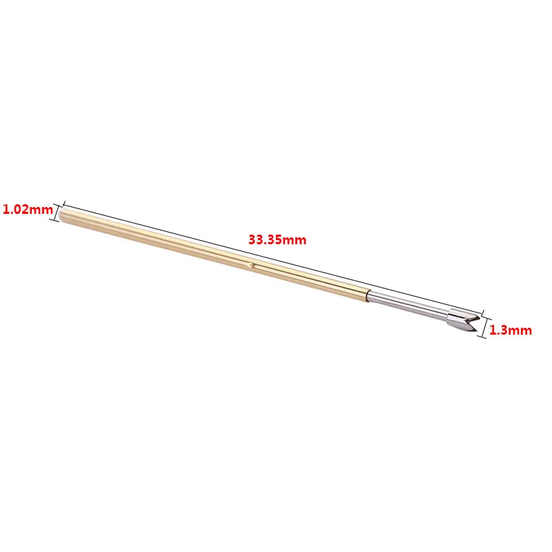 100Pcs PL75-Q2 Gold Color Spring Test Probe Instrument Dia 1.3mm Length 33.35mm Phosphor Brass Metal Spring Pressure Test Probe