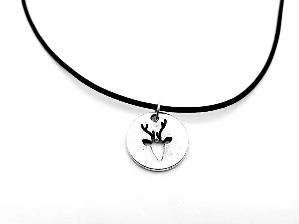 Origami Love Deer Horn Antler Necklace Hollow Outline Animal Moose Necklaces for Women Minimalist Jewelry